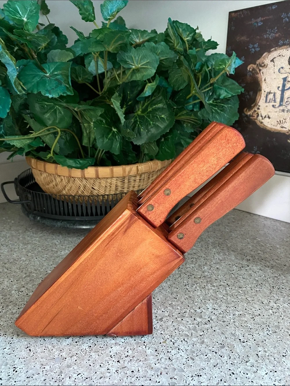 Vintage Complete All-Original Knife Set in Wooden Block
